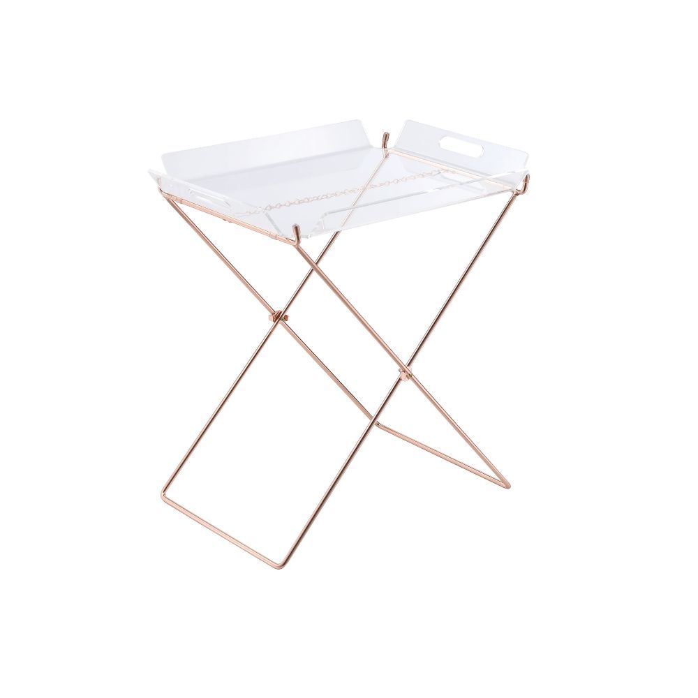Cercie - Mesa con bandeja - Acrílico transparente y cobre