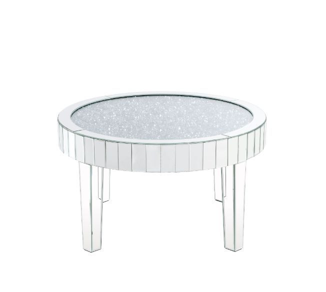 Mesa de centro Ornat con espejo y diamantes falsos, 18"