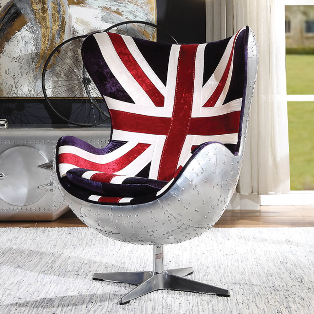 Brancaster - Silla decorativa - Tela estampada y aluminio