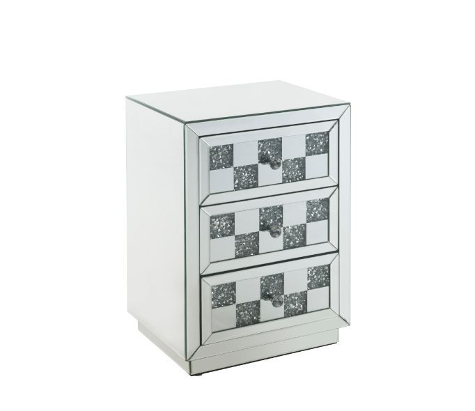 Noralie - Mesa auxiliar - Espejo y diamantes falsos - Madera - 26"