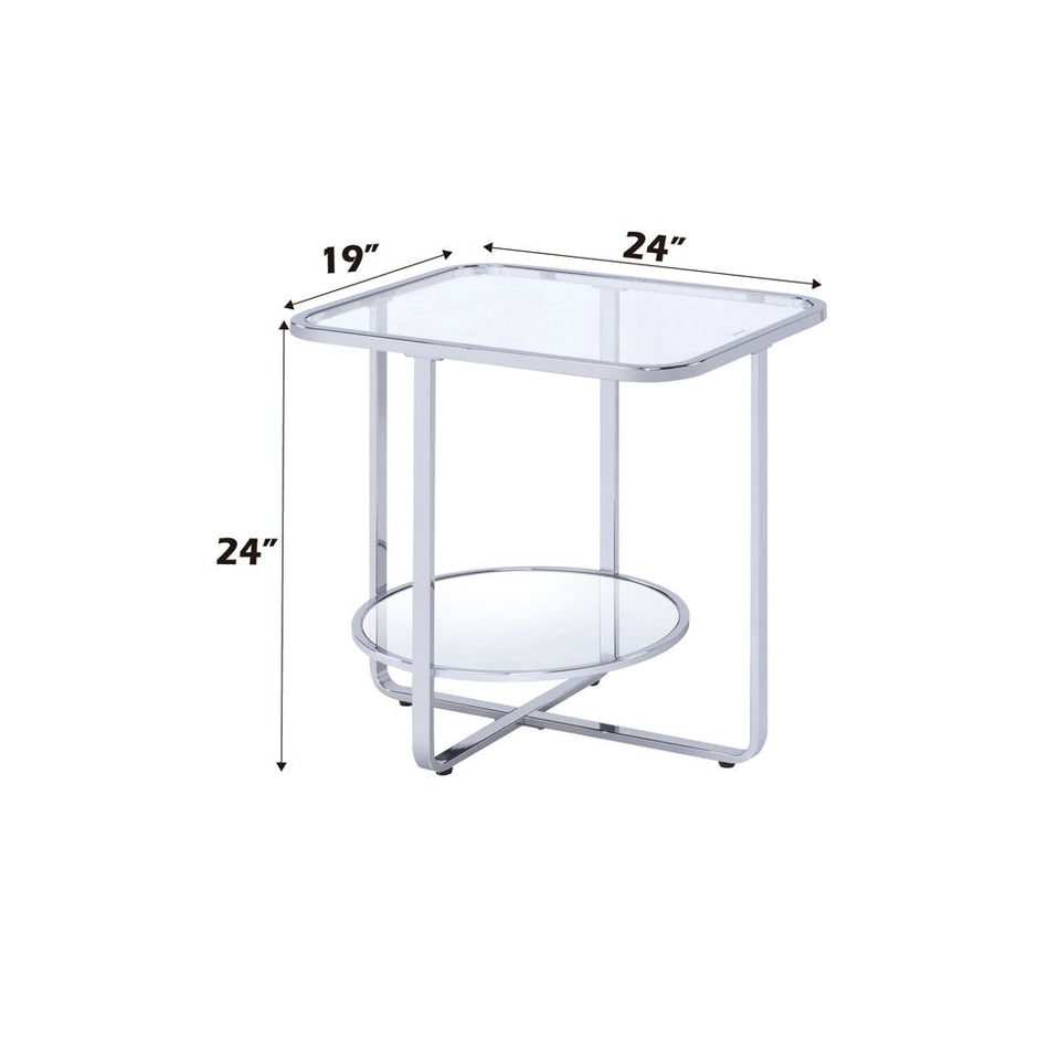 Hollo - End Table - Glass & Chrome
