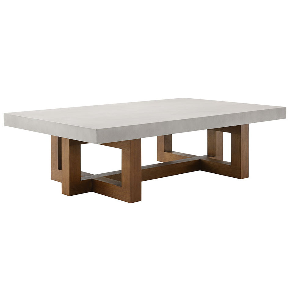 Keven - Coffee Table - Faux Concrete Top & Walnut