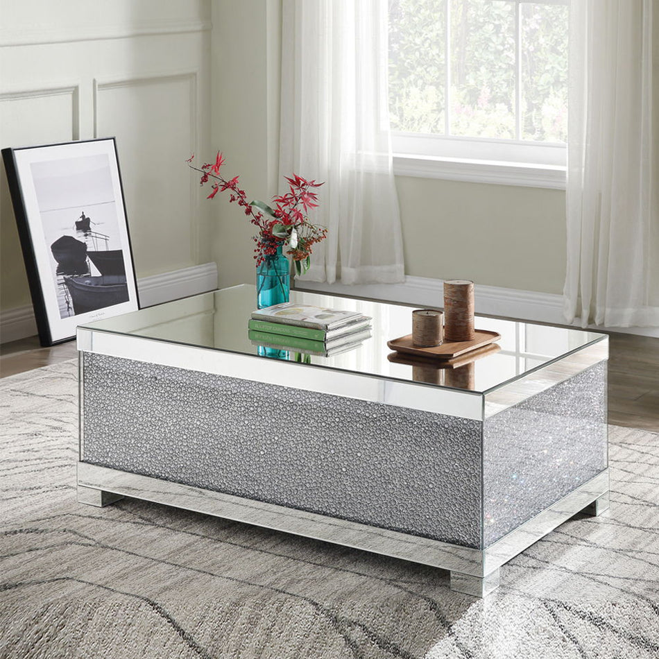 Mallika - Mesa de centro - Espejo y cristales de imitación