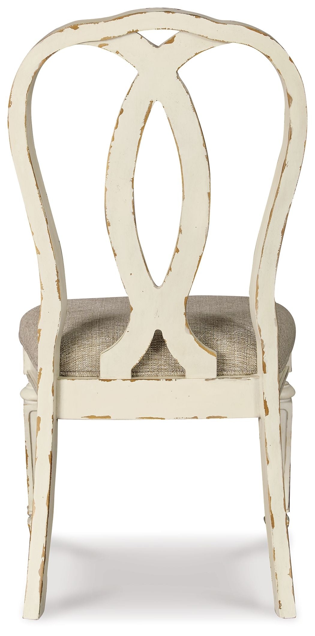 Realyn - Chipped White - Silla auxiliar para comedor UPH (juego de 2) - Respaldo con cinta