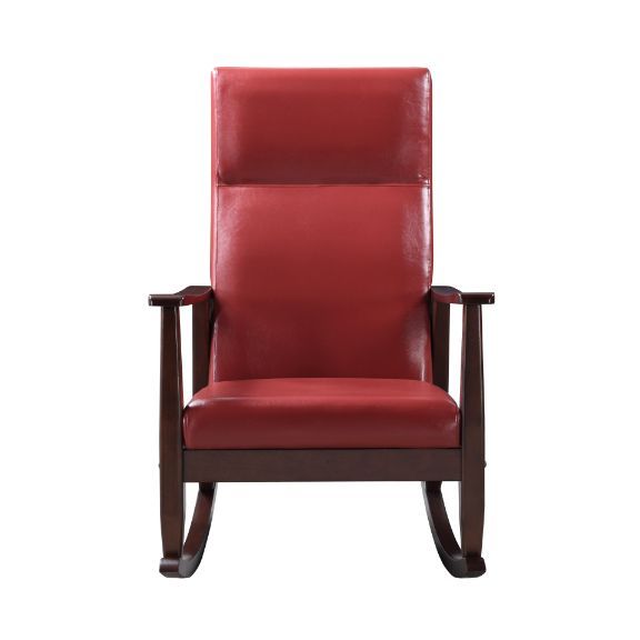 Raina - Mecedora - PU rojo y acabado espresso