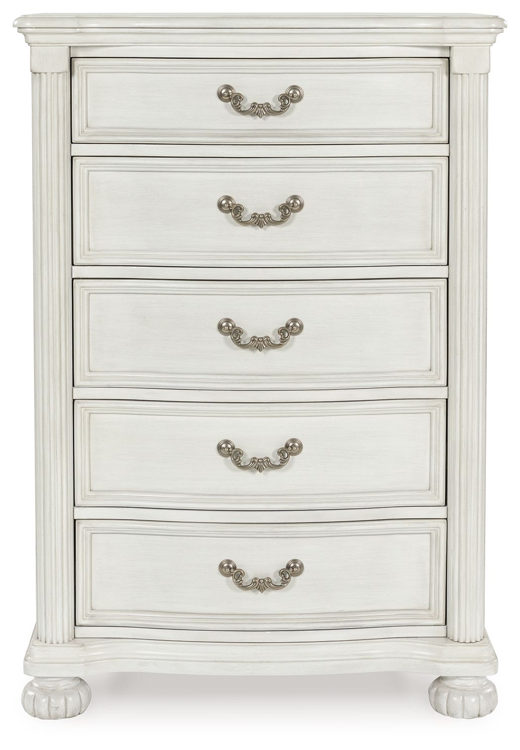 Cómoda de cinco cajones Montelaine en color blanco antiguo
