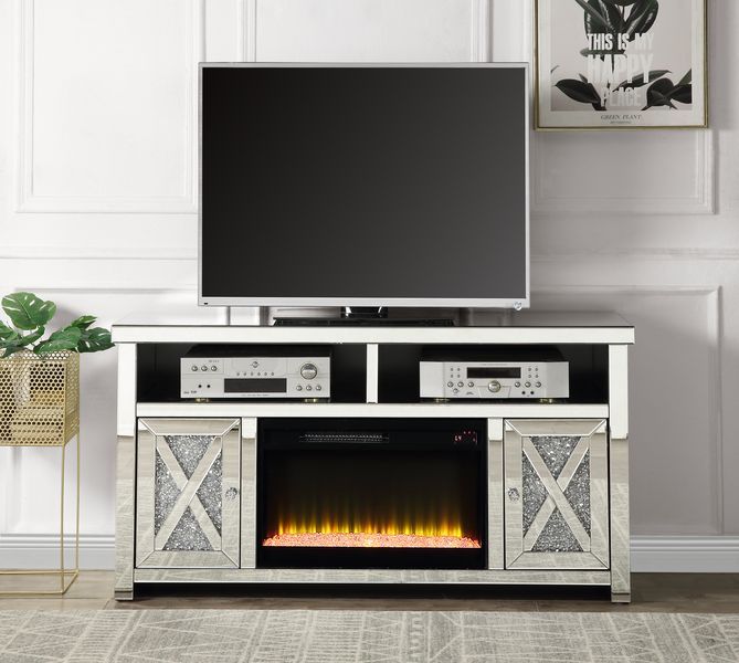 Noralie - Mueble de TV - Espejo y diamantes de imitación - Madera - 32"