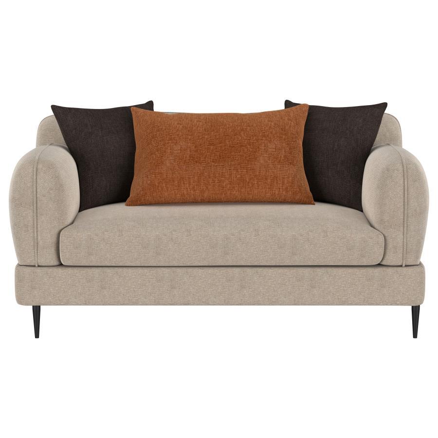 Jade - Chenille Upholstered Sculpted Track Arm Loveseat - Latte