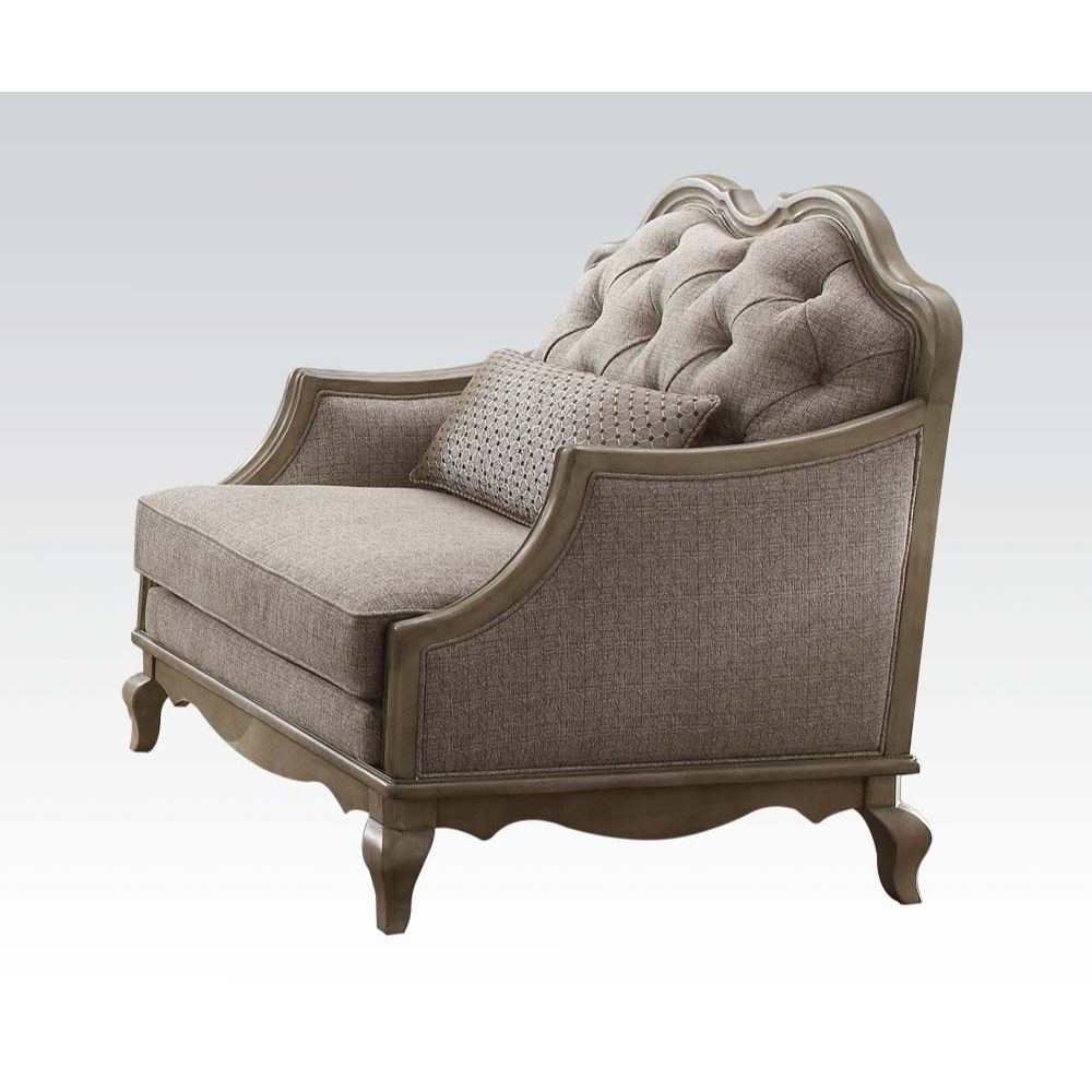 Chelmsford - Silla - Tela beige y gris topo antiguo