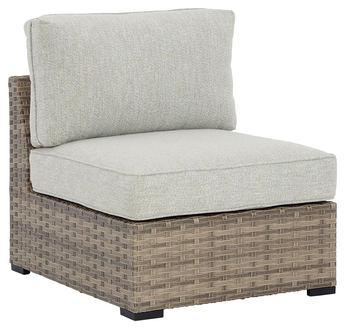 Sillón sin brazos Calworth - Beige - con cojín (juego de 2)