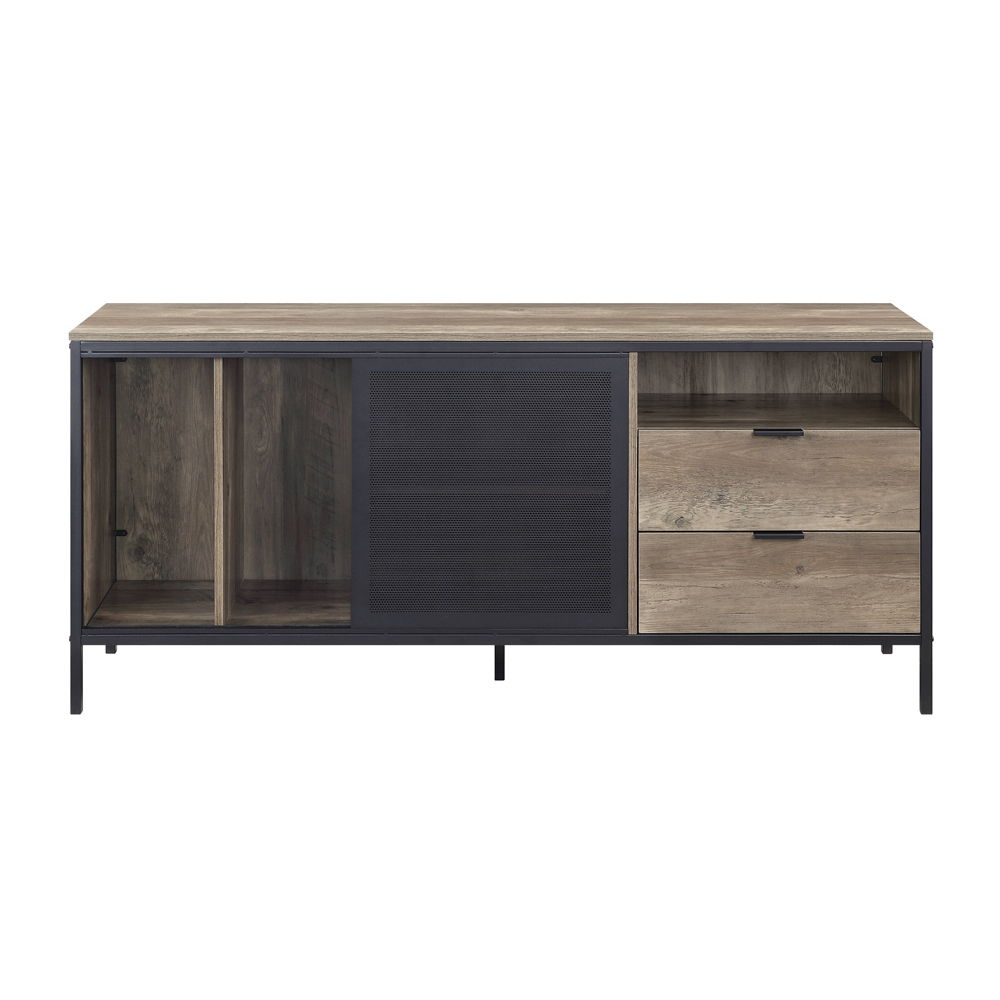 Nantan - Mueble de TV - Acabado en roble rústico y negro - 28"