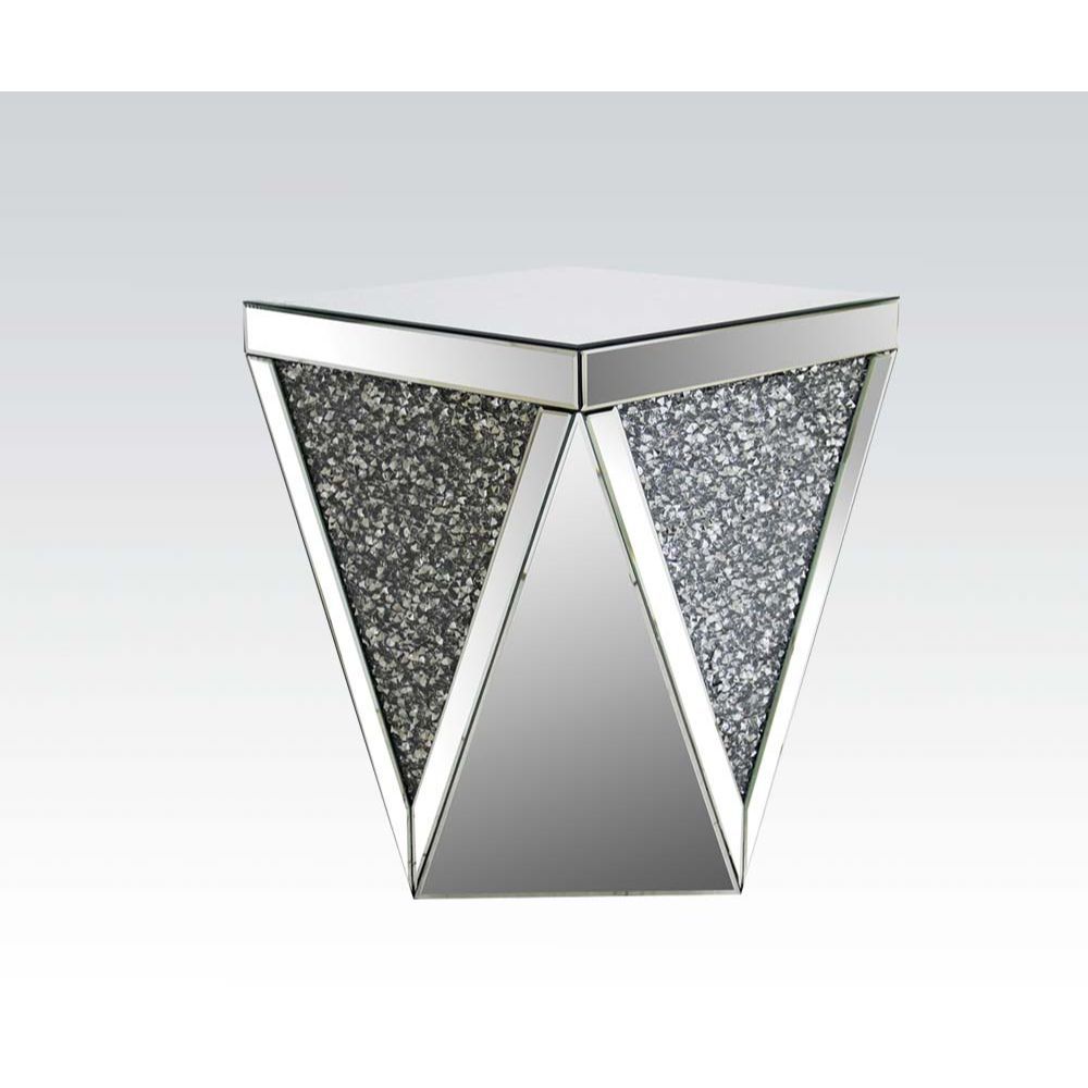 Noralie - Mesa auxiliar - Espejo y diamantes falsos - Vidrio - 23"