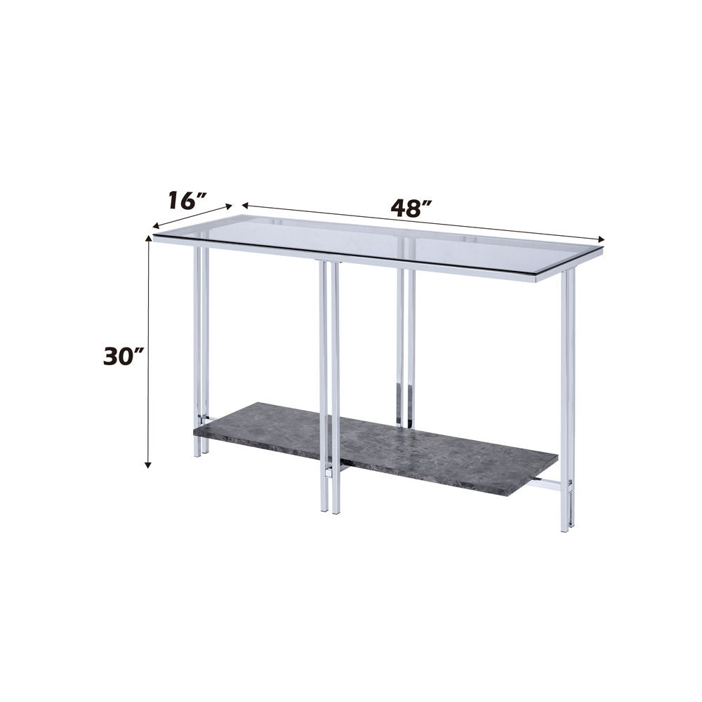Mesa auxiliar Liddell en cromo y vidrio