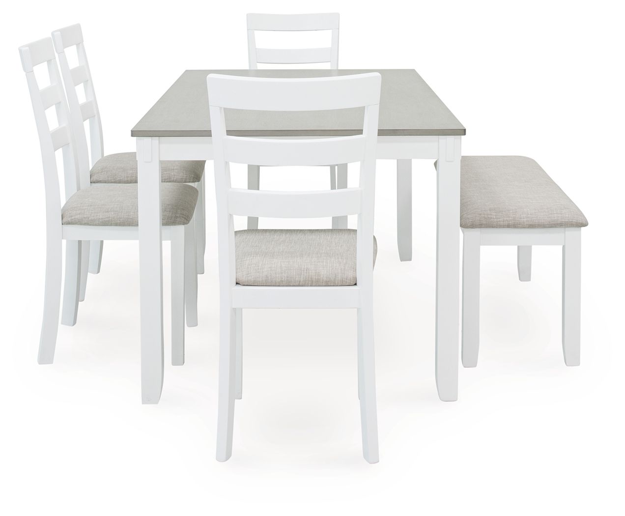 Juego de mesa rectangular Stonehollow, color blanco y gris (juego de 6)
