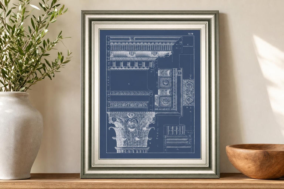 22x26 Column & Cornice Blueprint III By Vision Studio - Blue