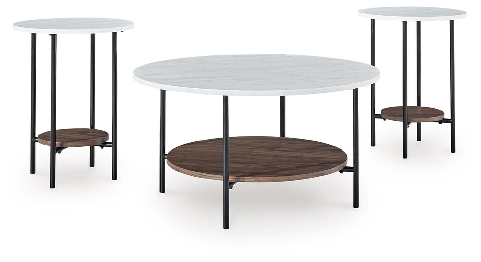 Wrenwich - Juego de mesa auxiliar marrón/negro/blanco (juego de 3)