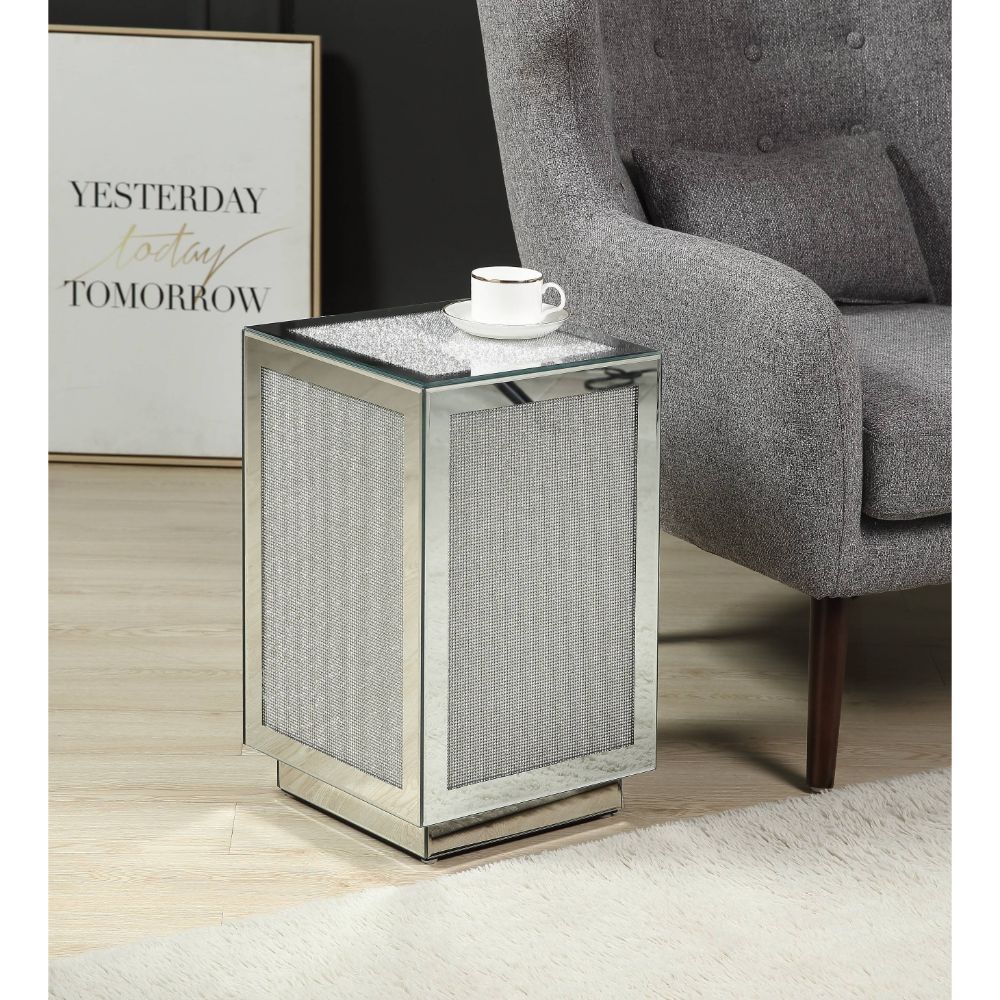 Lavina - Mesa auxiliar - Espejo y diamantes falsos - 20"
