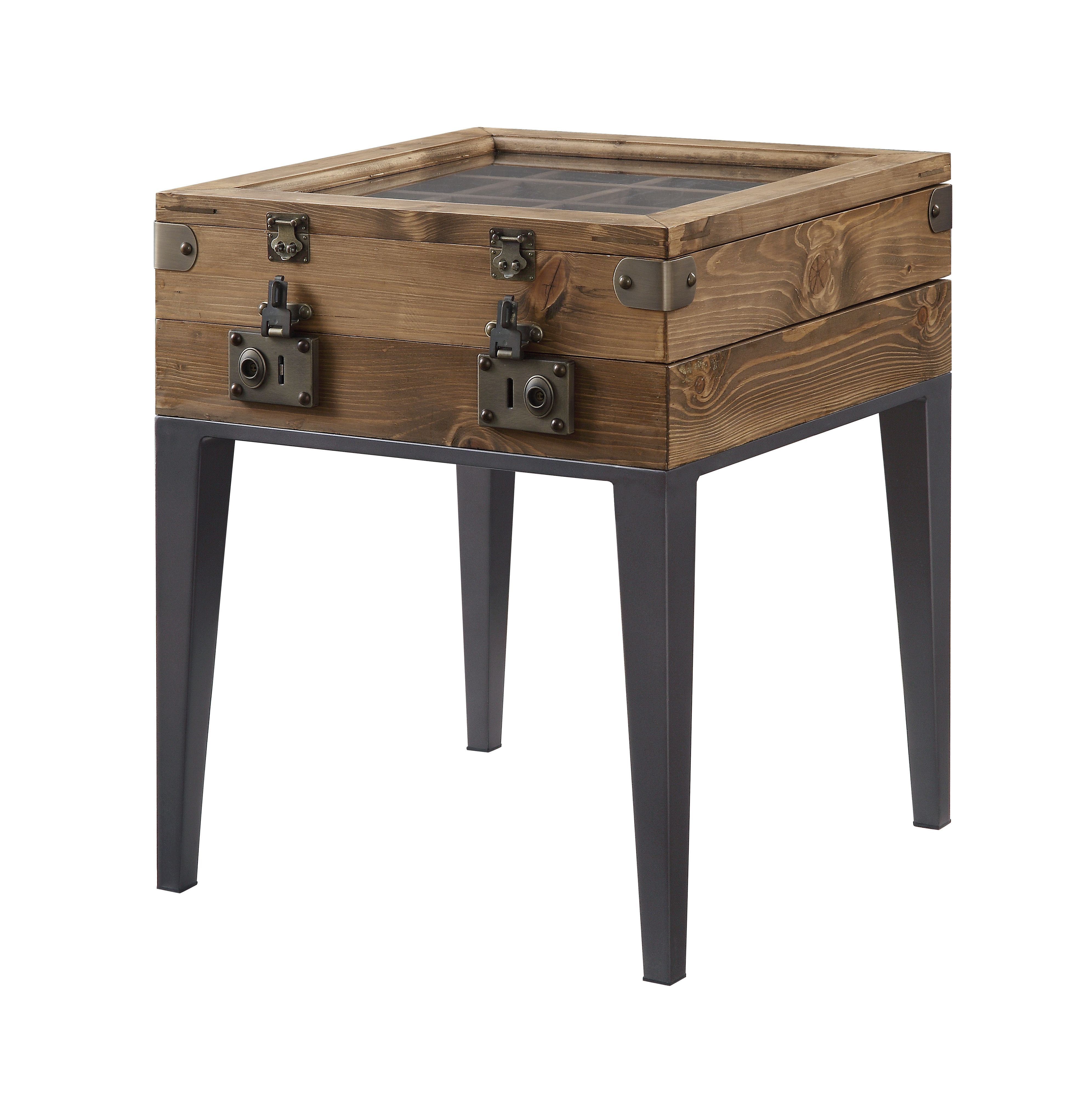 Mesa auxiliar Kolin en roble rústico y gris mate