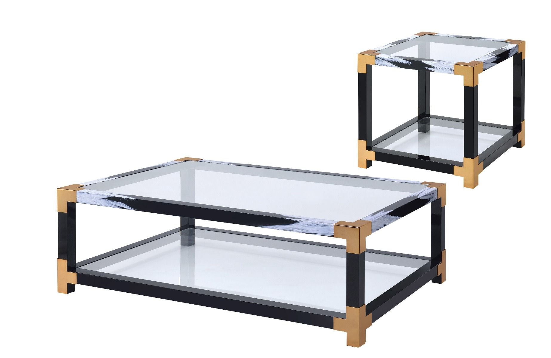 Lafty - Mesa auxiliar - Vidrio blanco cepillado y transparente