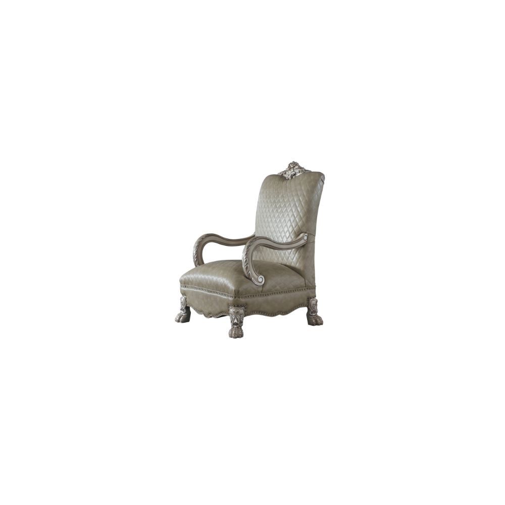 Dresden - Silla decorativa - Blanco hueso vintage y PU
