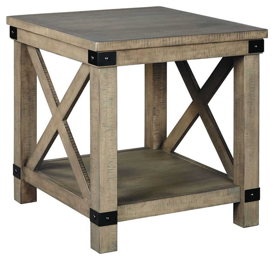 Mesa auxiliar rectangular Aldwin - Gris - Estilo Crossbuck