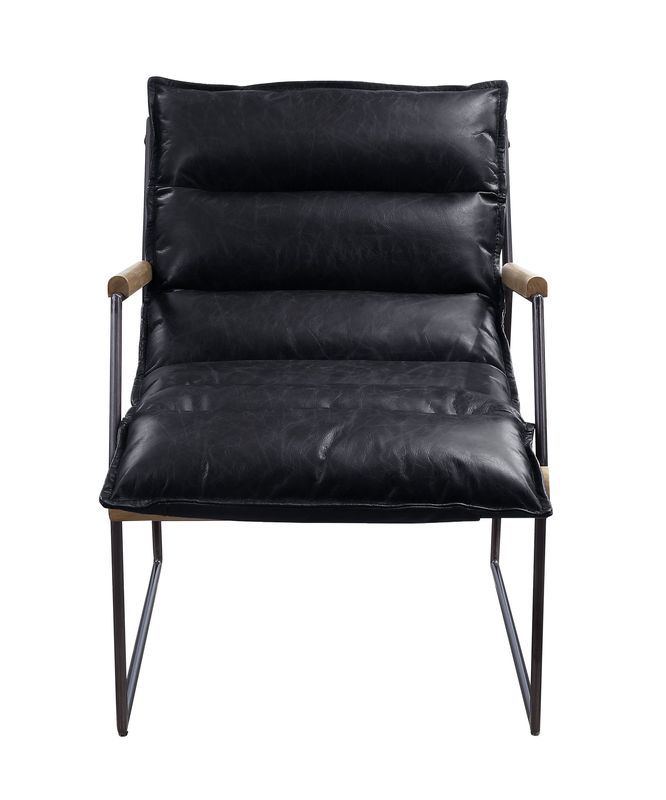 Luberzo - Sillón decorativo - Cuero de grano superior Distress Espresso y acabado en hierro mate