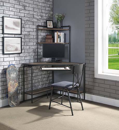 Silla de oficina Brantley, acabado en roble antiguo y gris arena