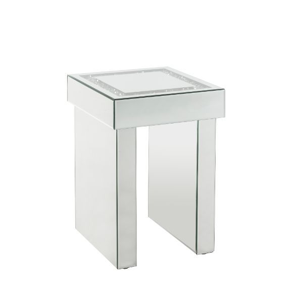 Noralie - Mesa auxiliar - Espejo y diamantes falsos - Madera