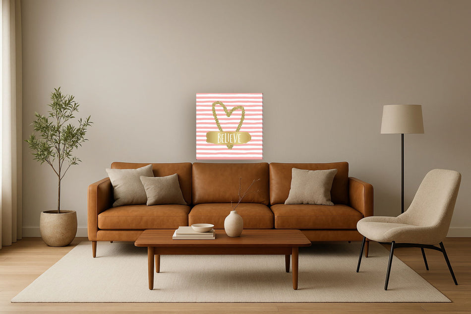 Mixed Media Canvas Believe - Pink