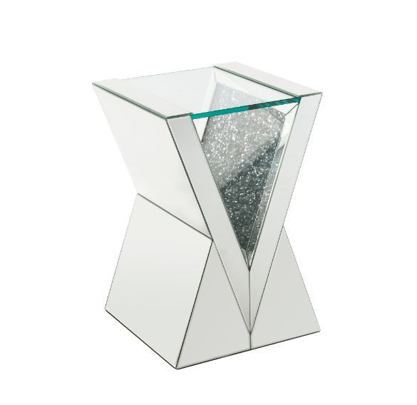 Noralie - Mesa auxiliar - Vidrio transparente, espejado y diamantes falsos