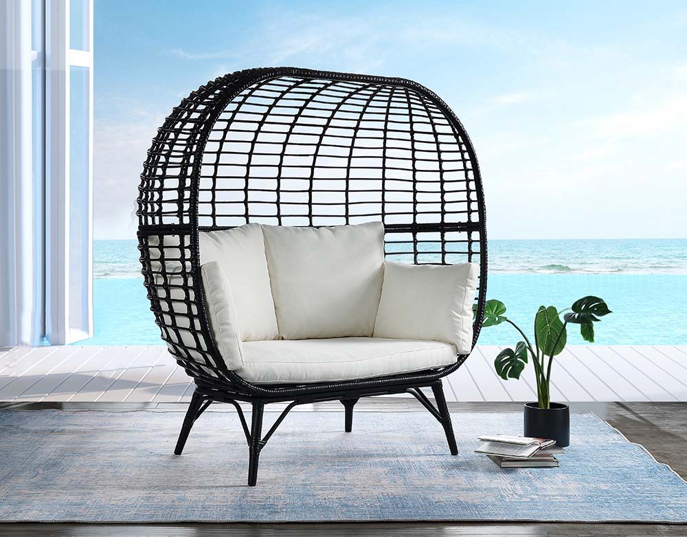 Penelope - Patio Lounge Chair - Cream Fabric & Black