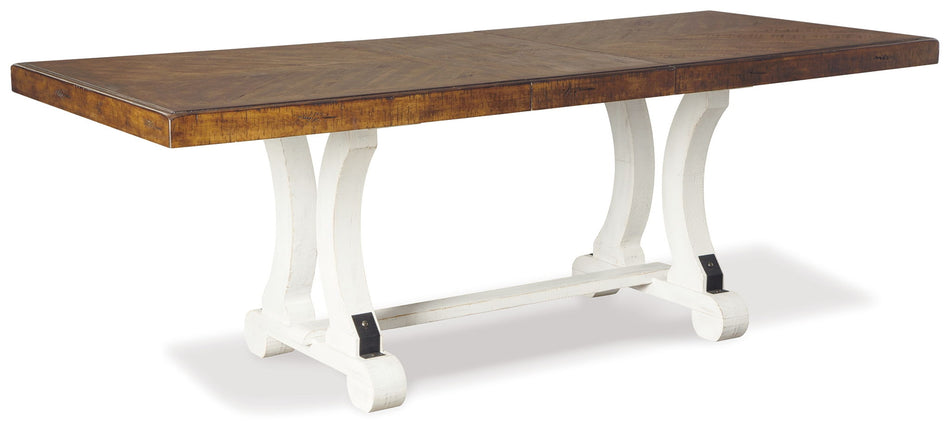 Mesa de comedor rectangular Valebeck - Blanco/Marrón