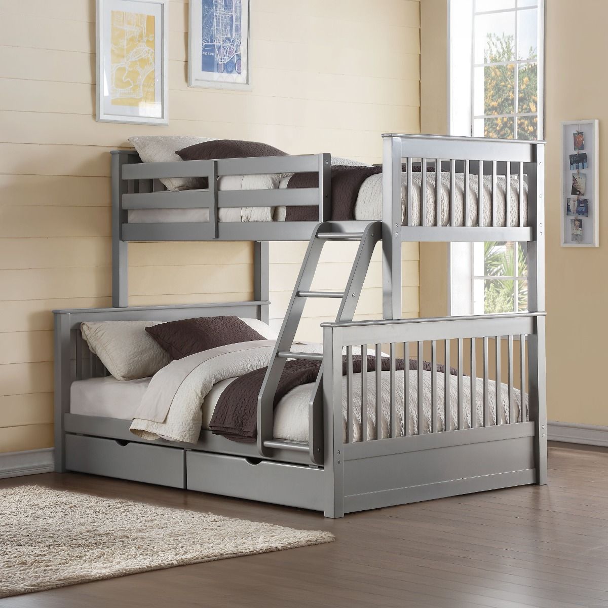 Haley II - Litera doble sobre cama matrimonial - Gris