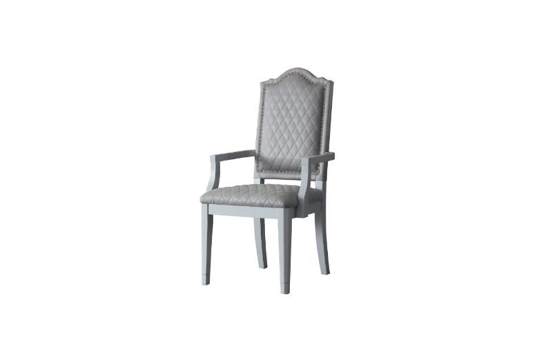 Casa - Silla Marchese (juego de 2) - Tejido gris de dos tonos y acabado gris perla