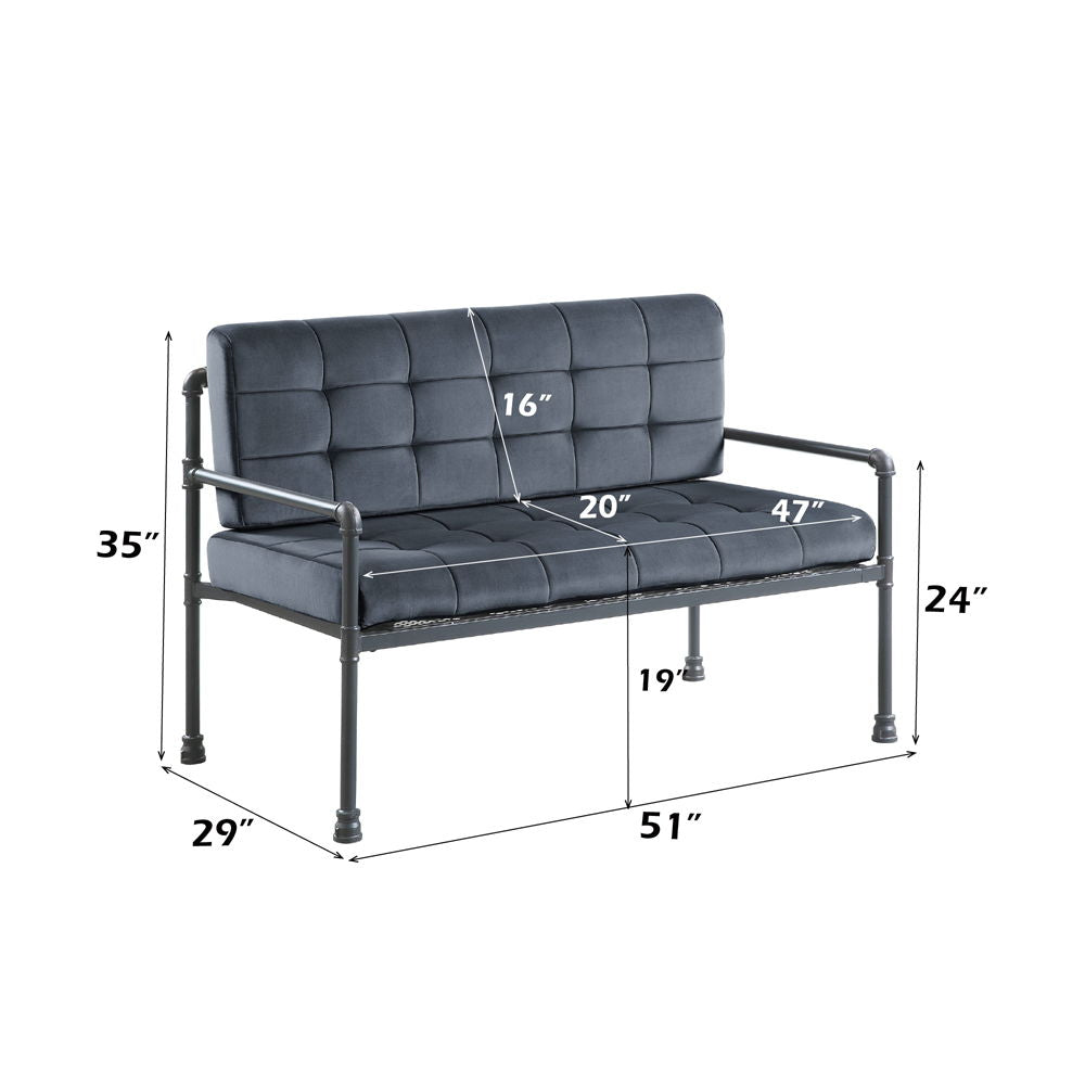 Brantley - Loveseat - Terciopelo gris y acabado gris arena