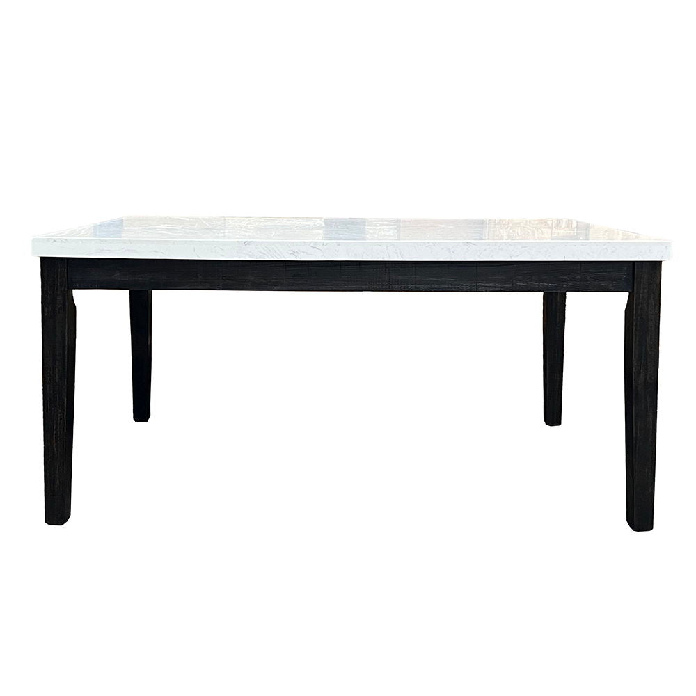 Nolan - Mesa de comedor - Mármol blanco y roble oscuro recuperado