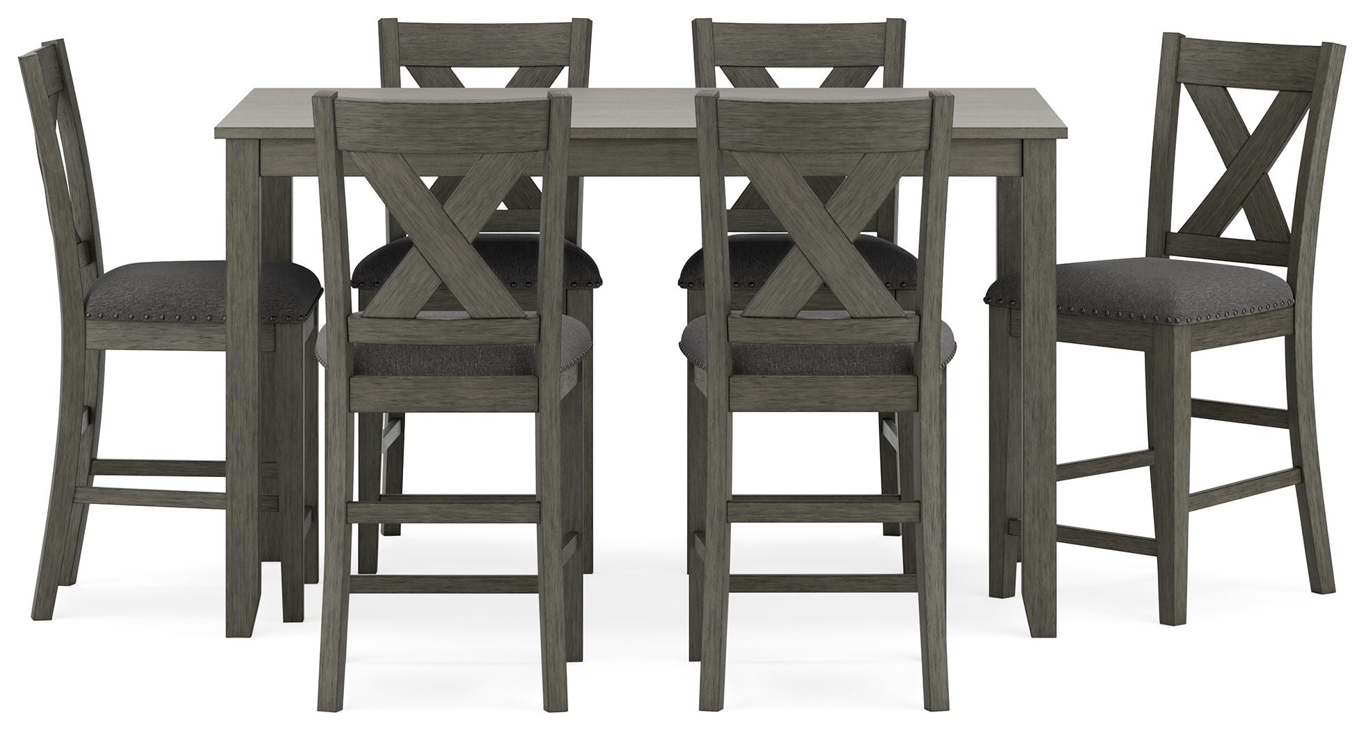 Mesa de mostrador rectangular Caitbrook - Gris - Juego de 7