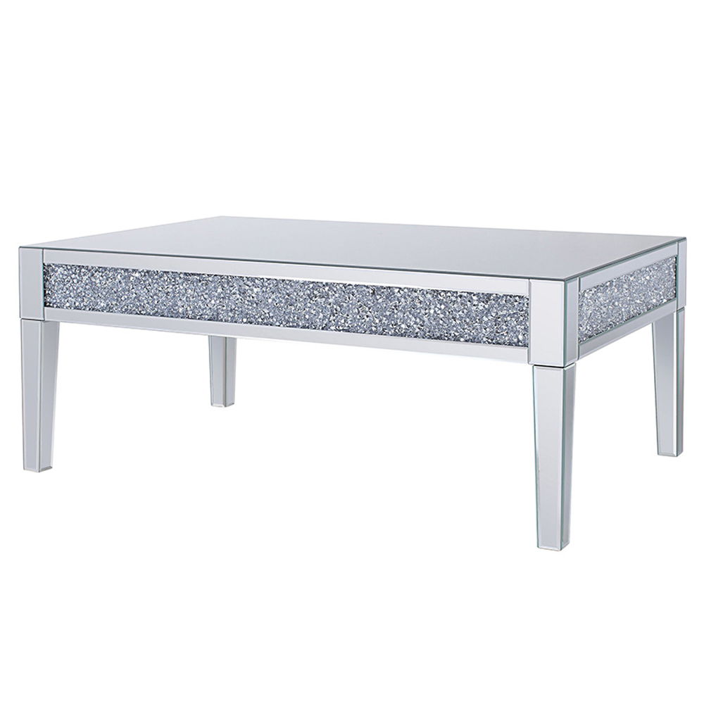 Noralie - Mesa de centro - Espejo y diamantes de imitación - Vidrio