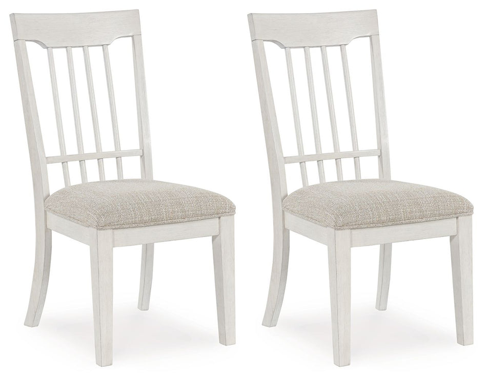Shaybrock - Silla auxiliar tapizada para comedor en color blanco antiguo y marrón (juego de 2)