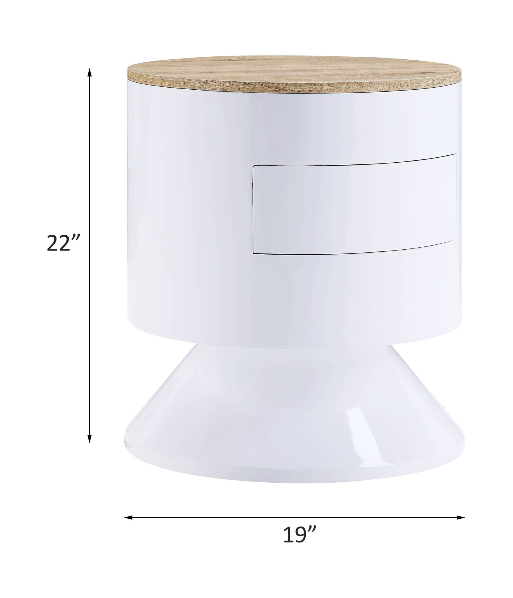 Otith - Mesita de noche - Blanco alto brillo - 22"