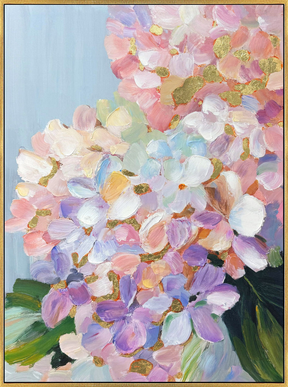 Petal Reverie II Hand-Embellished Canvas In Frame - Gold / Pink