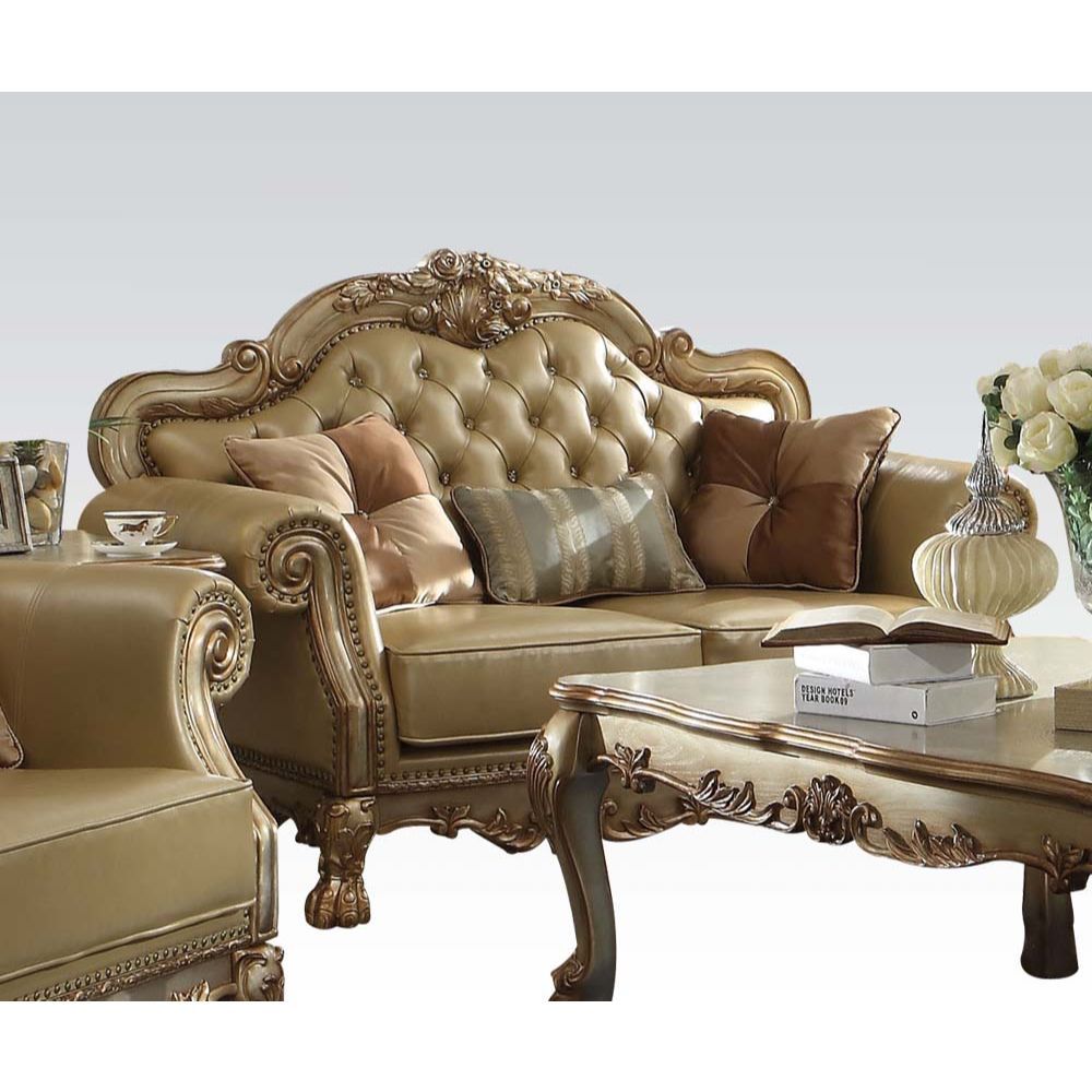 Dresden - Loveseat - PU hueso y pátina dorada