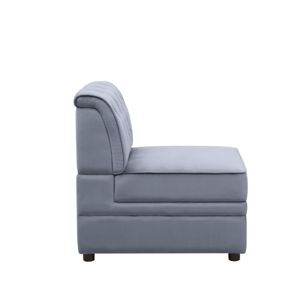 Bois II - Silla sin brazos - Terciopelo gris