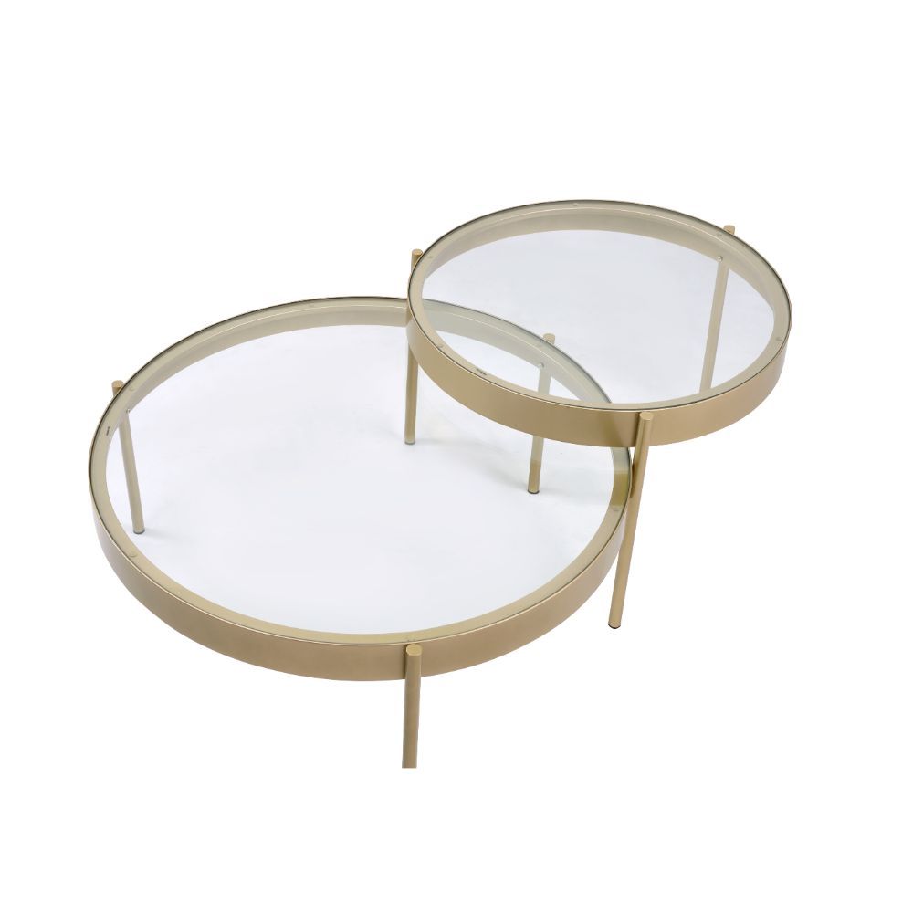 Andover - Mesa de centro - Cristal transparente y dorado