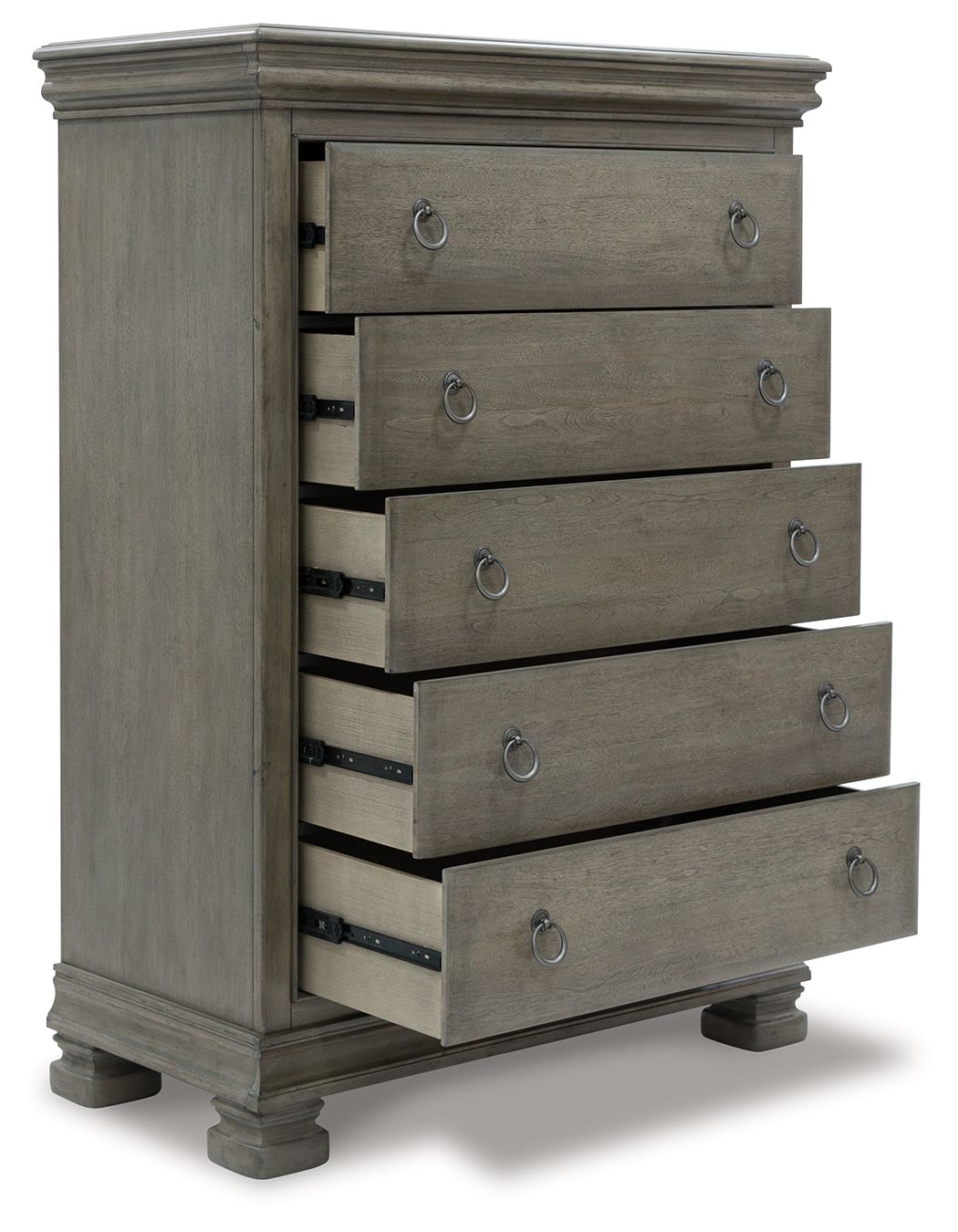 Cómoda de cinco cajones Lexorne - Gris