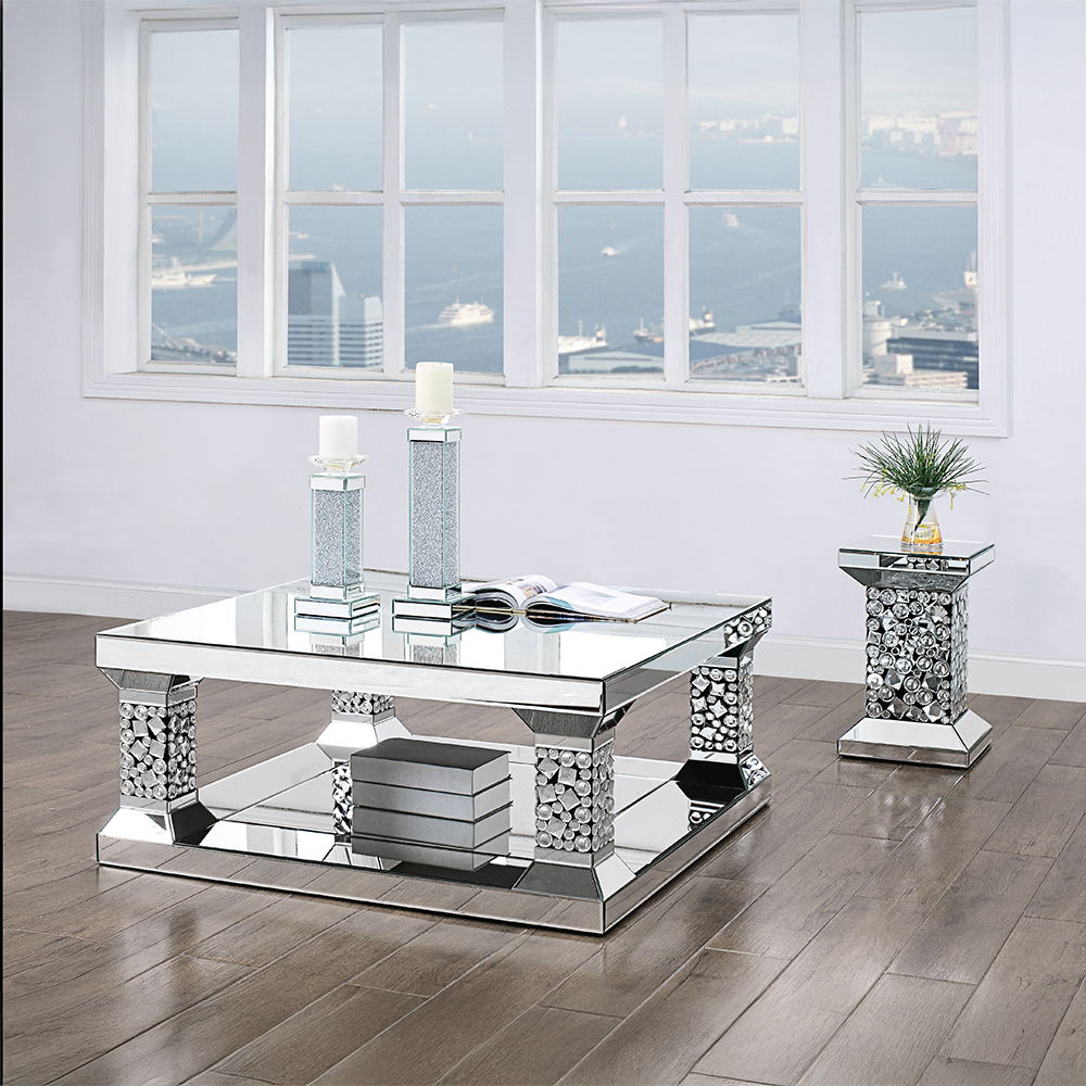 Mesa de centro Kachina con espejos y gemas artificiales