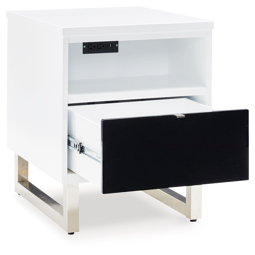 Mesa auxiliar con silla Gardoni - Blanco/Negro