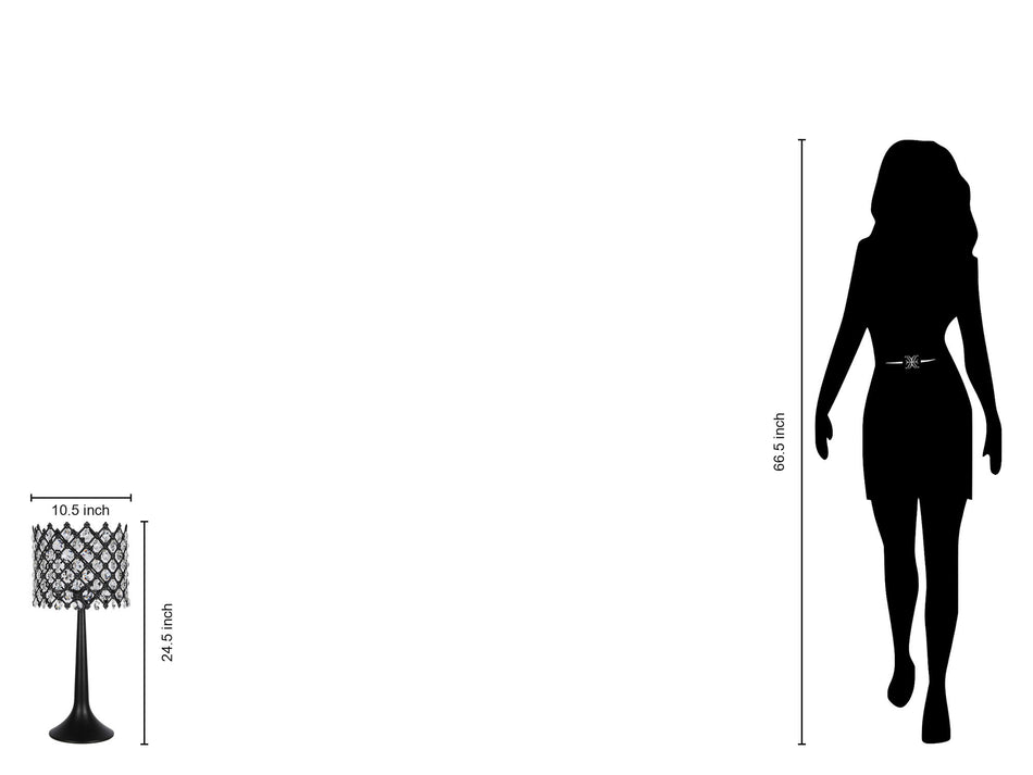 "Crystal Lattice Radiance" Metal And Crystal Table Lamp (Set of 2) - Matt Black / Clear Crystal