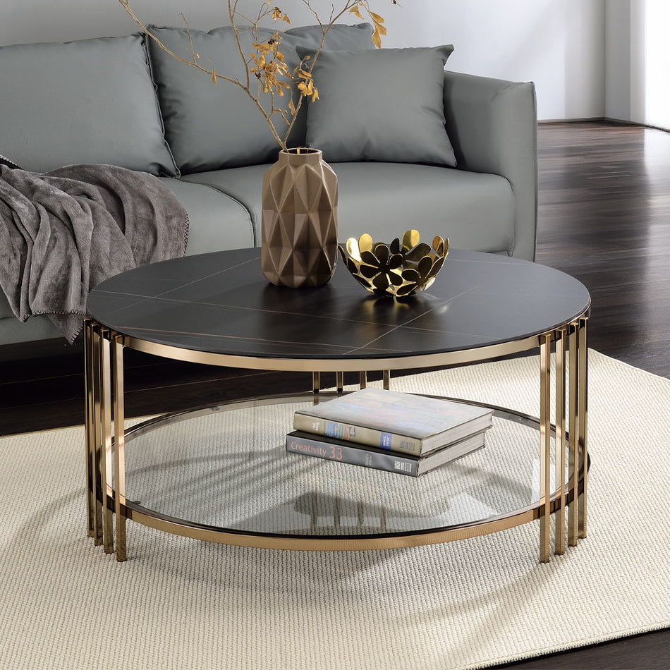 Zaidee - Coffee Table - Sintered Stone & Champagne