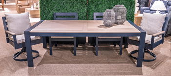 East Beach - Blue - Rectangular Dining Table With Umbrella Option